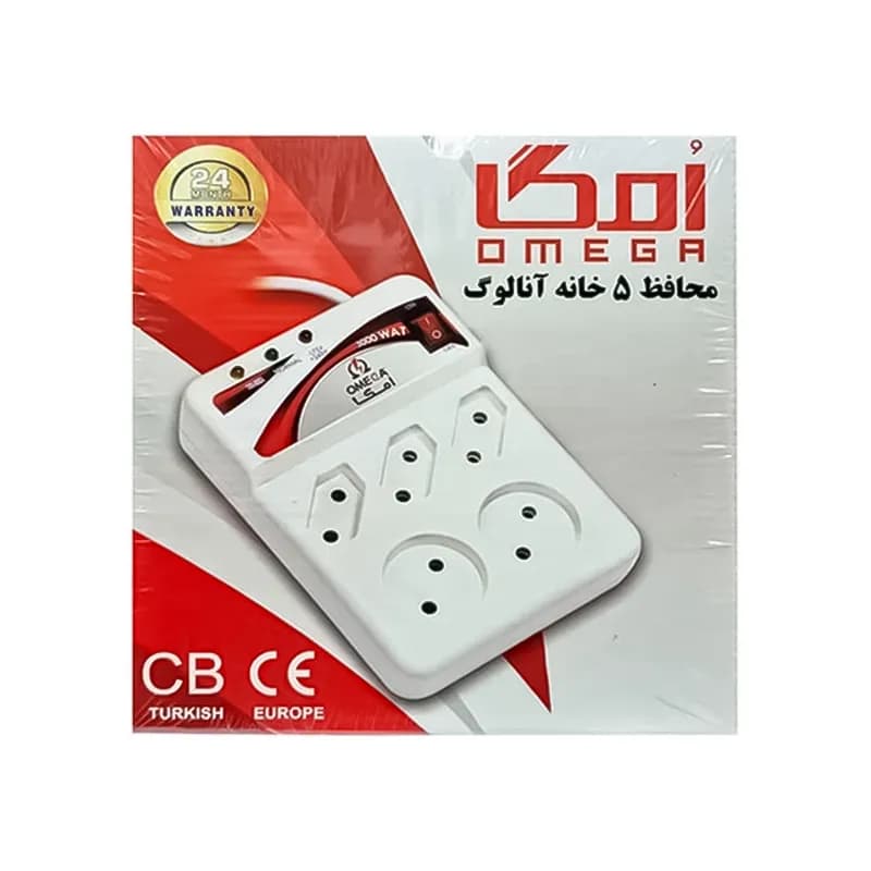 محافظ برق 5 خانه امگا مدل کلید دار بدون ارت با کابل 3 متری — تصویر ۴
