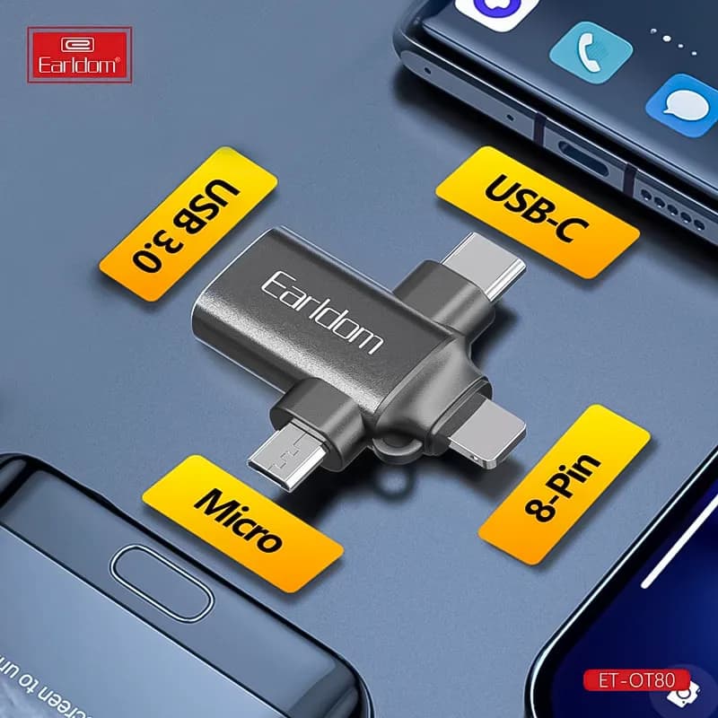 مبدل OTG سه کاره USB3.0 ارلدام مدل Earldom ET-OT80 — تصویر ۴
