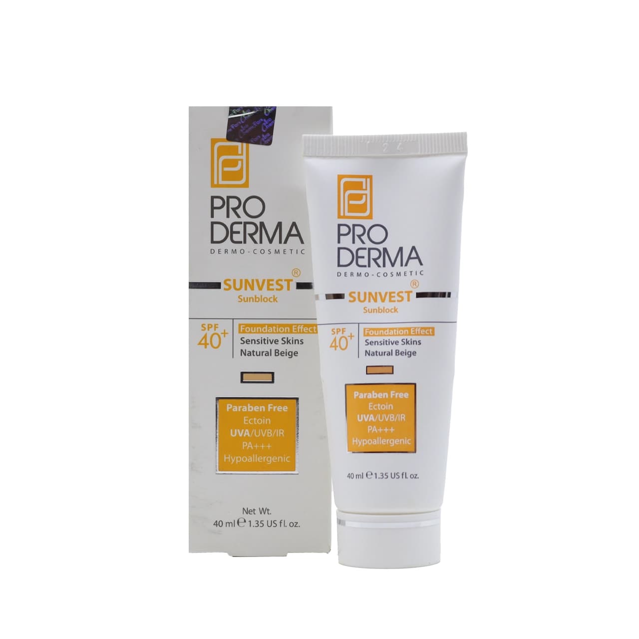 کرم ضد آفتاب مینرال رنگی پرودرما SPF 40 مناسب پوست های حساس 40 میلی لیتر