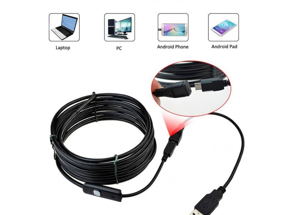 دوربین ( آندوسکوپ ) 1.3 مگاپیکسل لنز 8mm کابل 1 متر ارتباط USB سازگار با ویندوز و اندروید — تصویر ۷