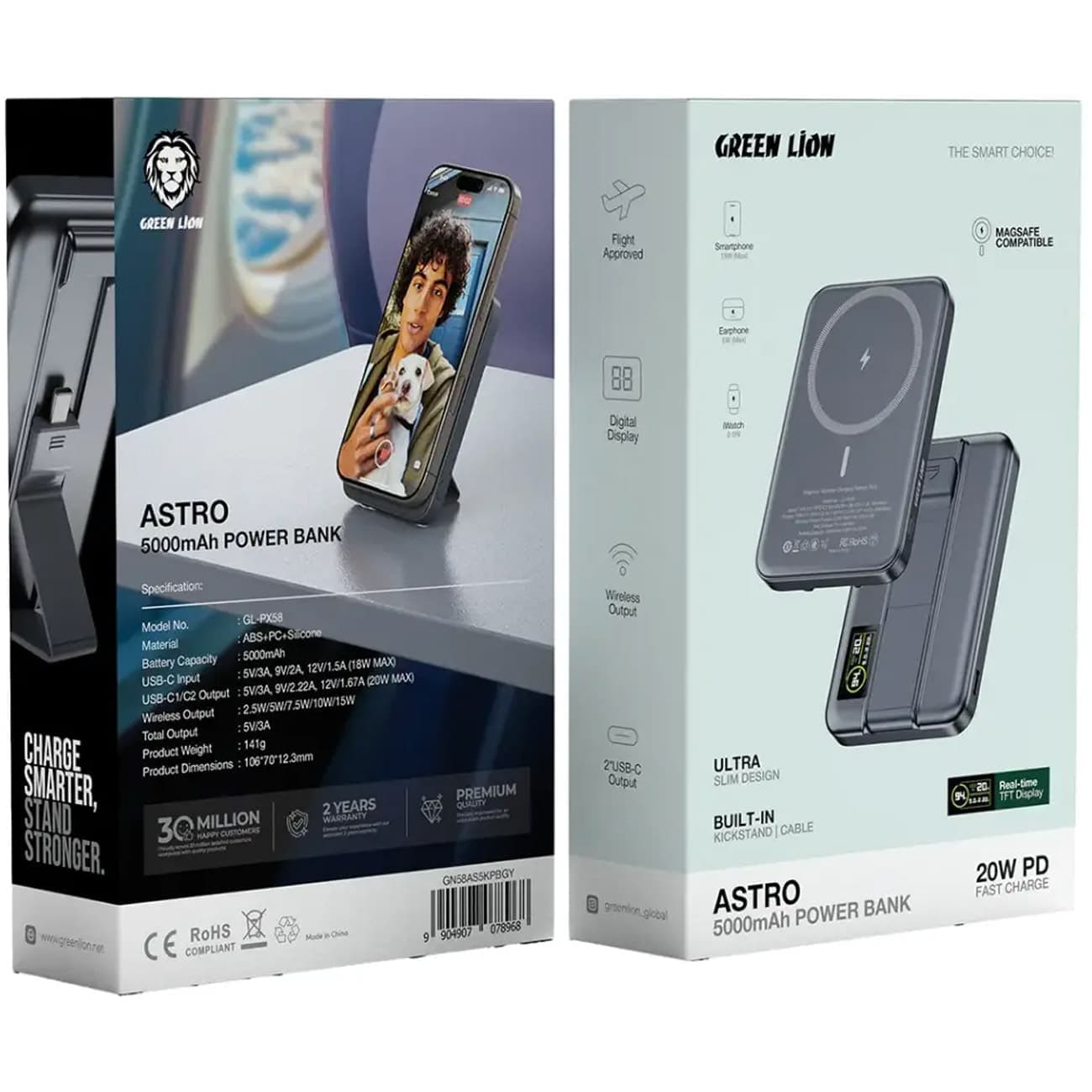 پاور بانک 5000 وایرلس گرین لاین Green Lion مدل GL-PX58 توان 15 وات — تصویر ۳