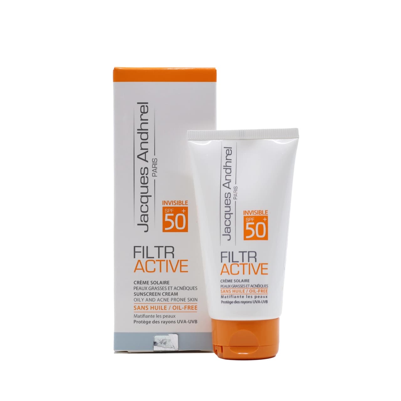 کرم ضد آفتاب بی رنگ SPF 50 ژاک آندرل پاریس مناسب پوست چرب 50 میلی لیتر