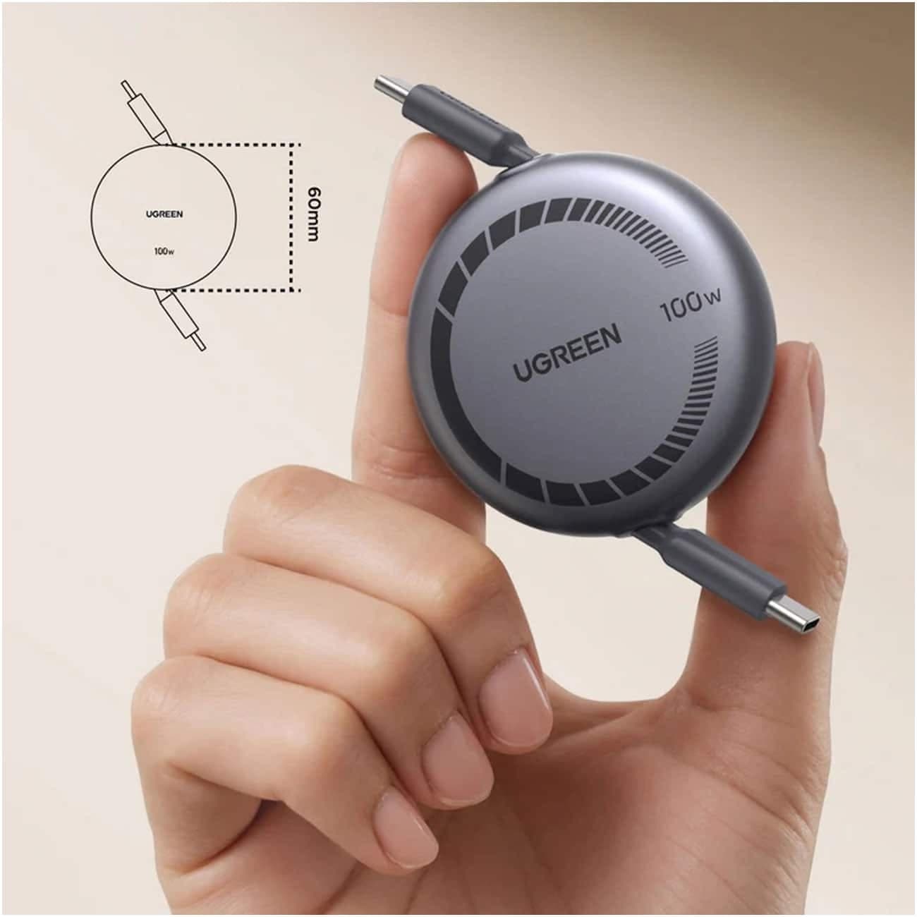 کابل تایپ سی یوگرین مدل L531-65905 جمع شونده 100 وات 1 متری — تصویر ۵