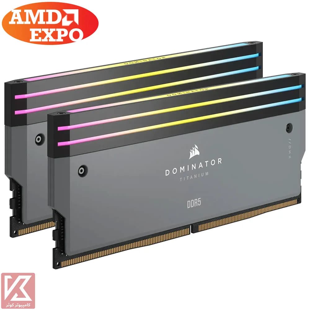 رم کورسیر 64 گیگابایت (2×32) دو کانال DDR5 6000 مدل Dominator Titanium RGB CL30 AMD EXPO — تصویر ۸