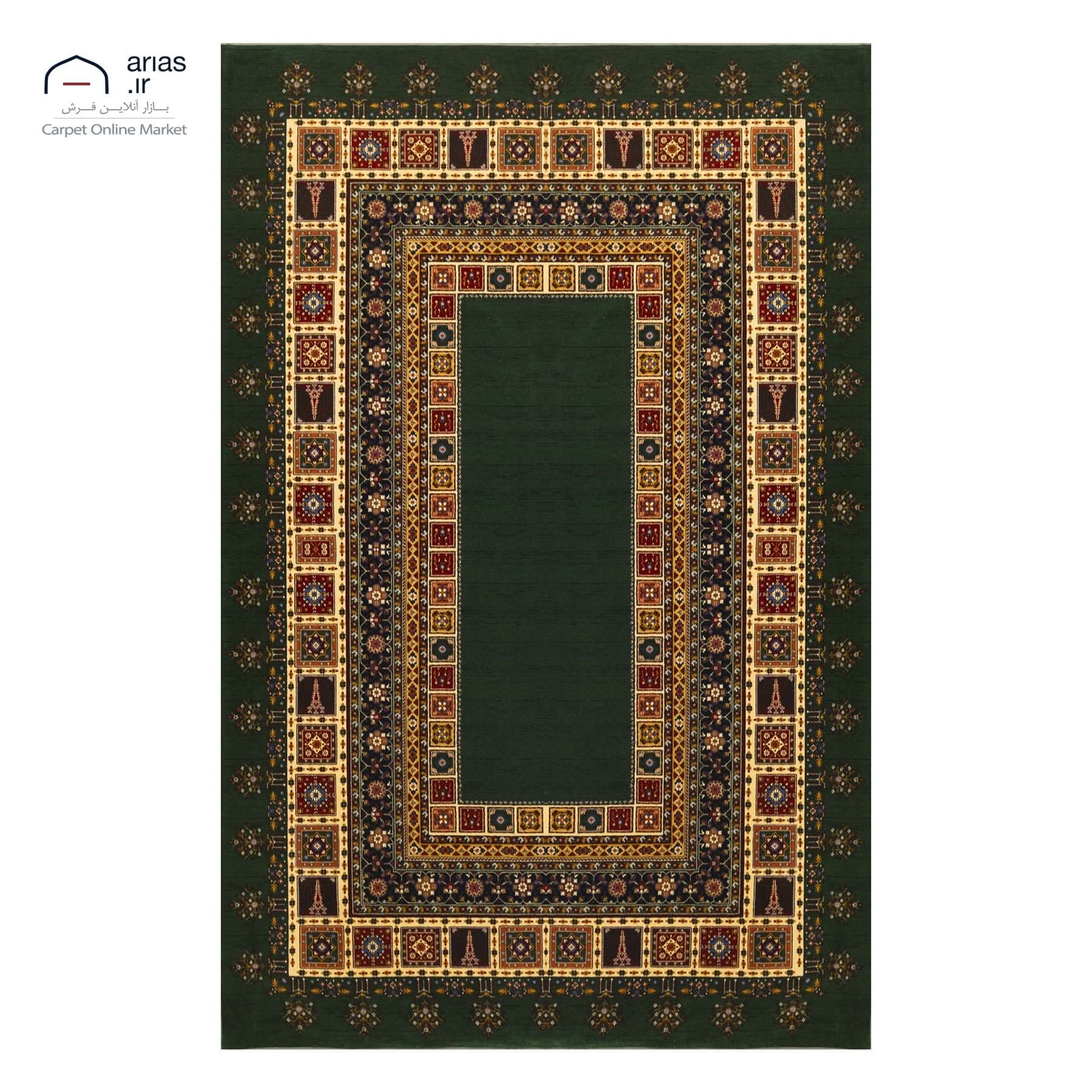 فرش ماشینی آریاس زمینه سبز کد M06394