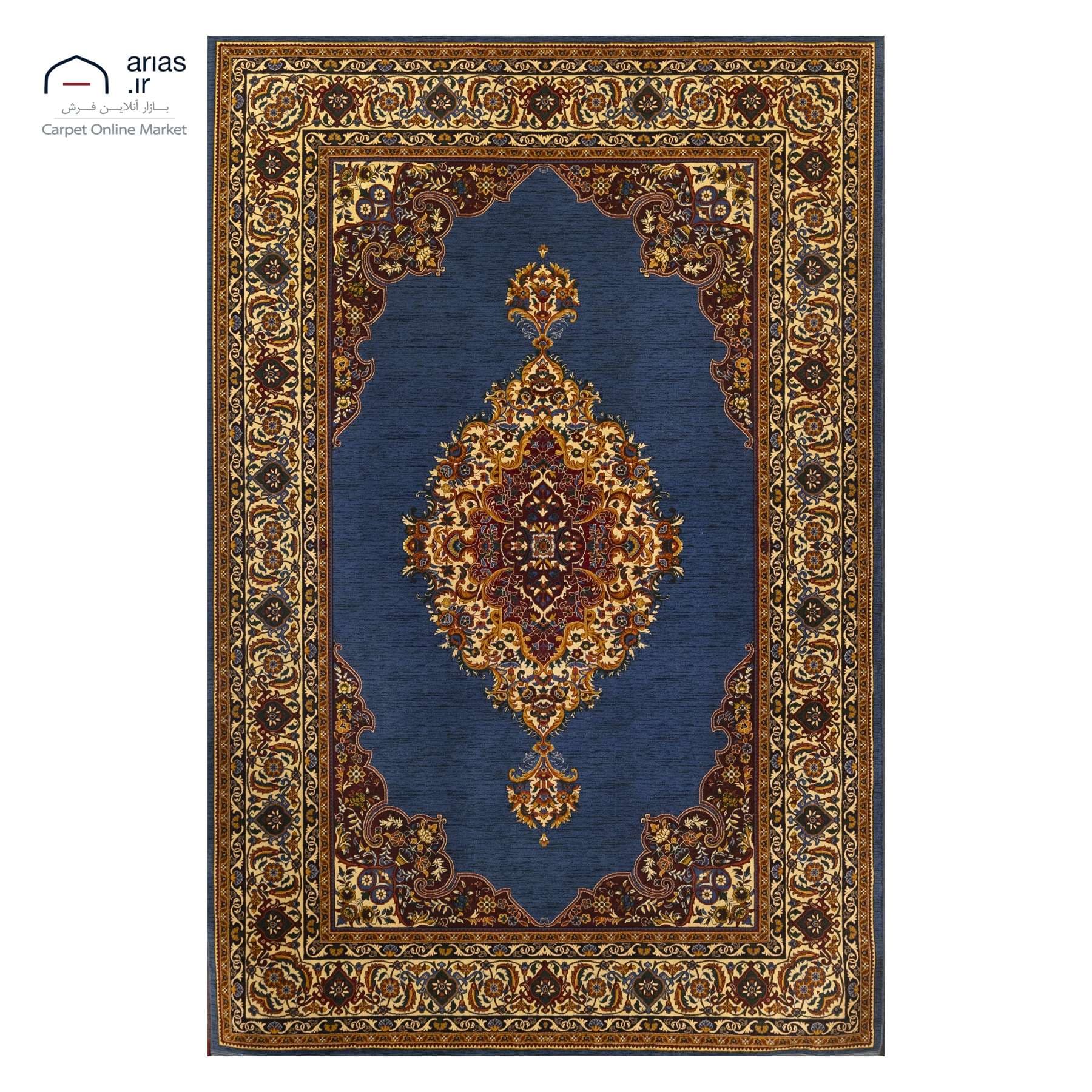 فرش ماشینی آریاس زمینه آبی کد M06380