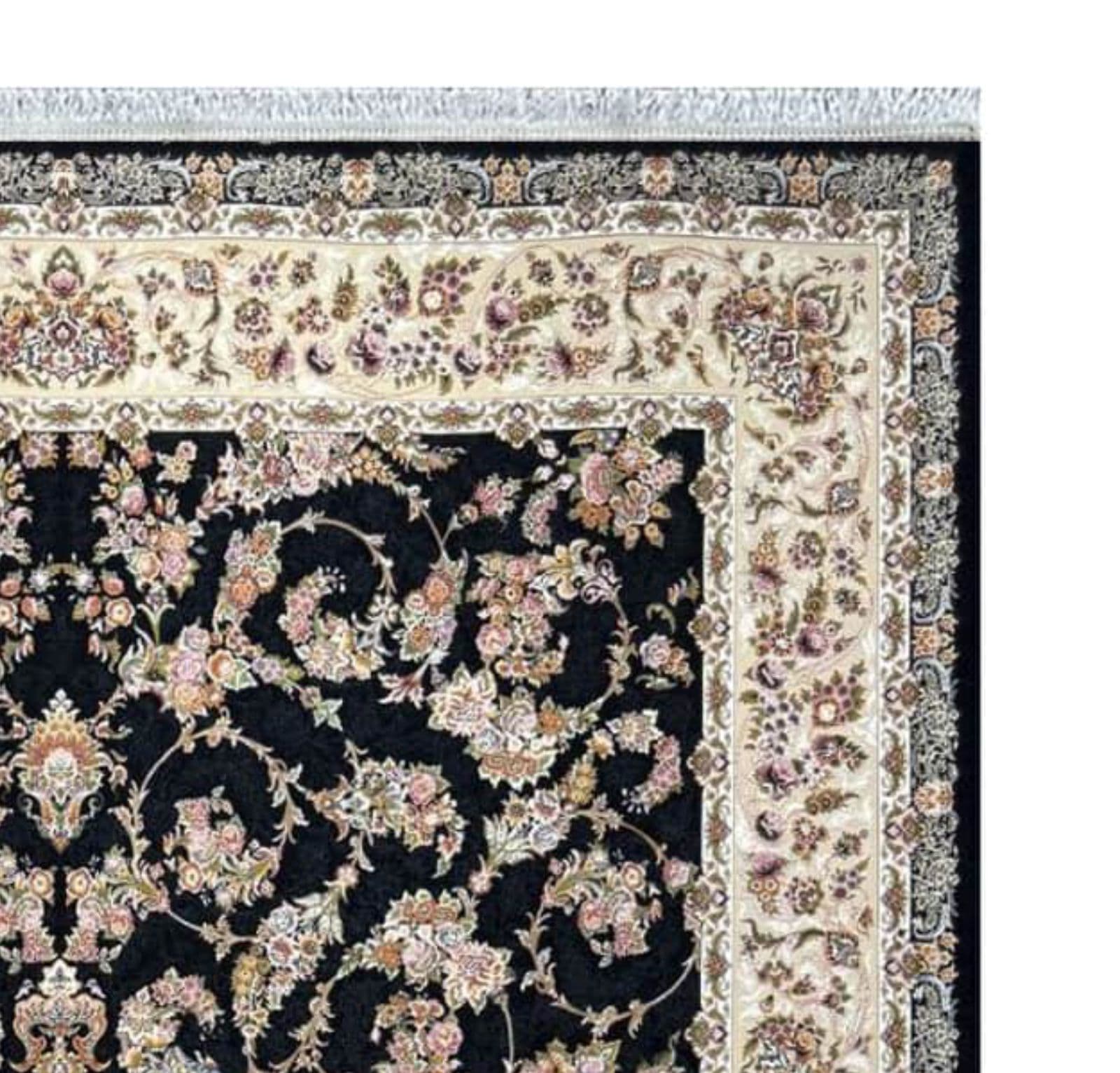 فرش ماشینی آریاس طرح شاهکار زمینه سرمه ای کد M06208 — تصویر ۳