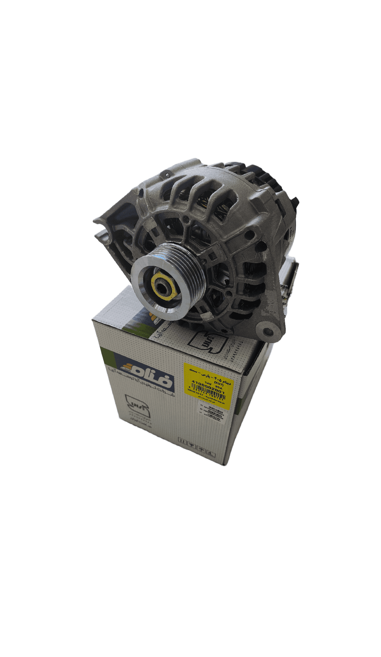 دینام 90آمپر 14V شیش شیار طرح والئو پژو 405 پژو پارس سمند موتورXU7 برند فنام — تصویر ۲