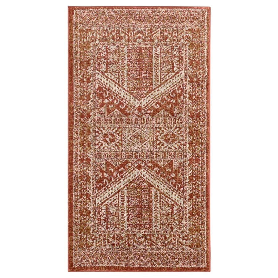 فرش کم پرز قرمز/سفید ایکیا 80×150 سانتی متر مدل BORRIDSÖ