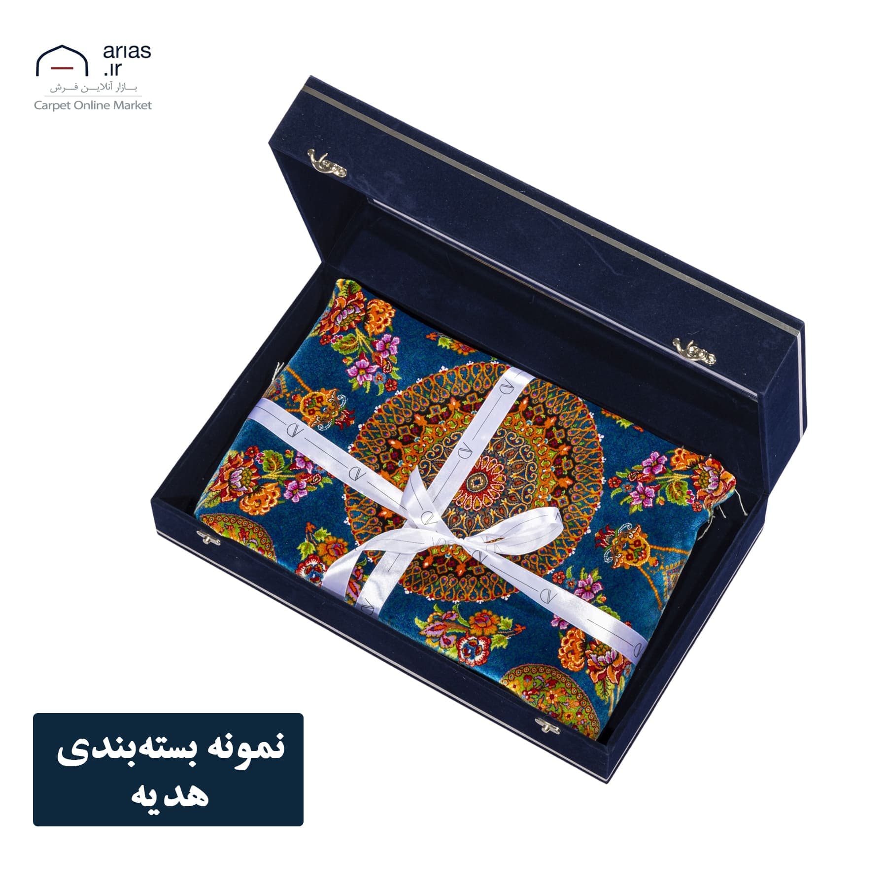 فرش دستباف تمام ابریشم 60 در 90 گلدانی زمینه سبز مارک عربلو بافت قم کد D03087G — تصویر ۲