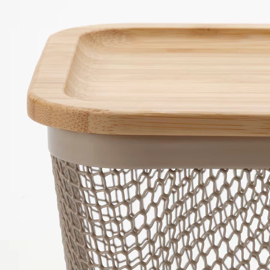 سبد نگهداری مواد غذایی با درب بامبوی مربعی فلزی ایکیا سایز 15x15x11 سانتی متر مدل IKEA 365+ — تصویر ۹