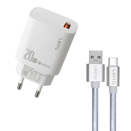 شارژر دیواری لیتو مدل LH-25 به همراه کابل تبدیل USB-C — تصویر ۲