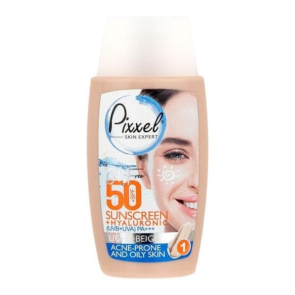 ضد آفتاب رنگی پوست چرب +SPF50 بژ روشن پیکسل 50میل — تصویر ۲