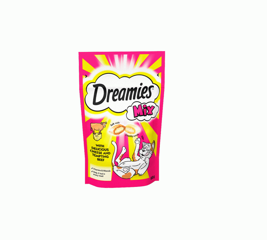 تشویقی گربه دریمیز با طعم گوشت و پنیر Dreamies Cat Snack with Cheese & Beef وزن 60 گرم