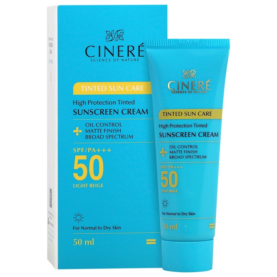 کرم ضد آفتاب رنگی SPF50 سینره مناسب پوست نرمال تا خشک