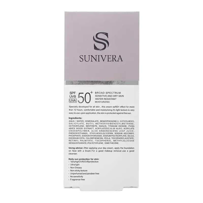 کرم ضدآفتاب بیرنگ سانی ورا SPF۵۰ مناسب انواع پوست، حجم ۵۰ میلی‌لیتر — تصویر ۲