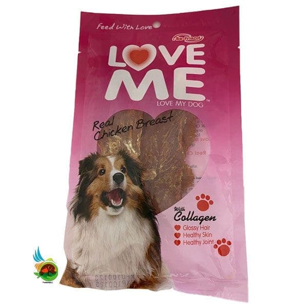 اسنک تشویقی لاومی با طعم مرغ مخصوص سگ Love me chicken jerky flavour وزن 60 گرم — تصویر ۲