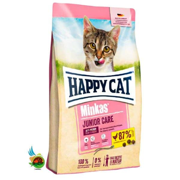 غذای خشک گربه جونیور مینکاس هپی کت با طعم مرغ Happycat minkas junior with poultry وزن 10 کیلوگرم — تصویر ۲