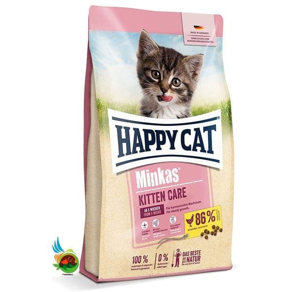غذای خشک بچه گربه مینکاس هپی کت با طعم مرغ Happycat minkas kitten with poultry وزن 10 کیلوگرم — تصویر ۲