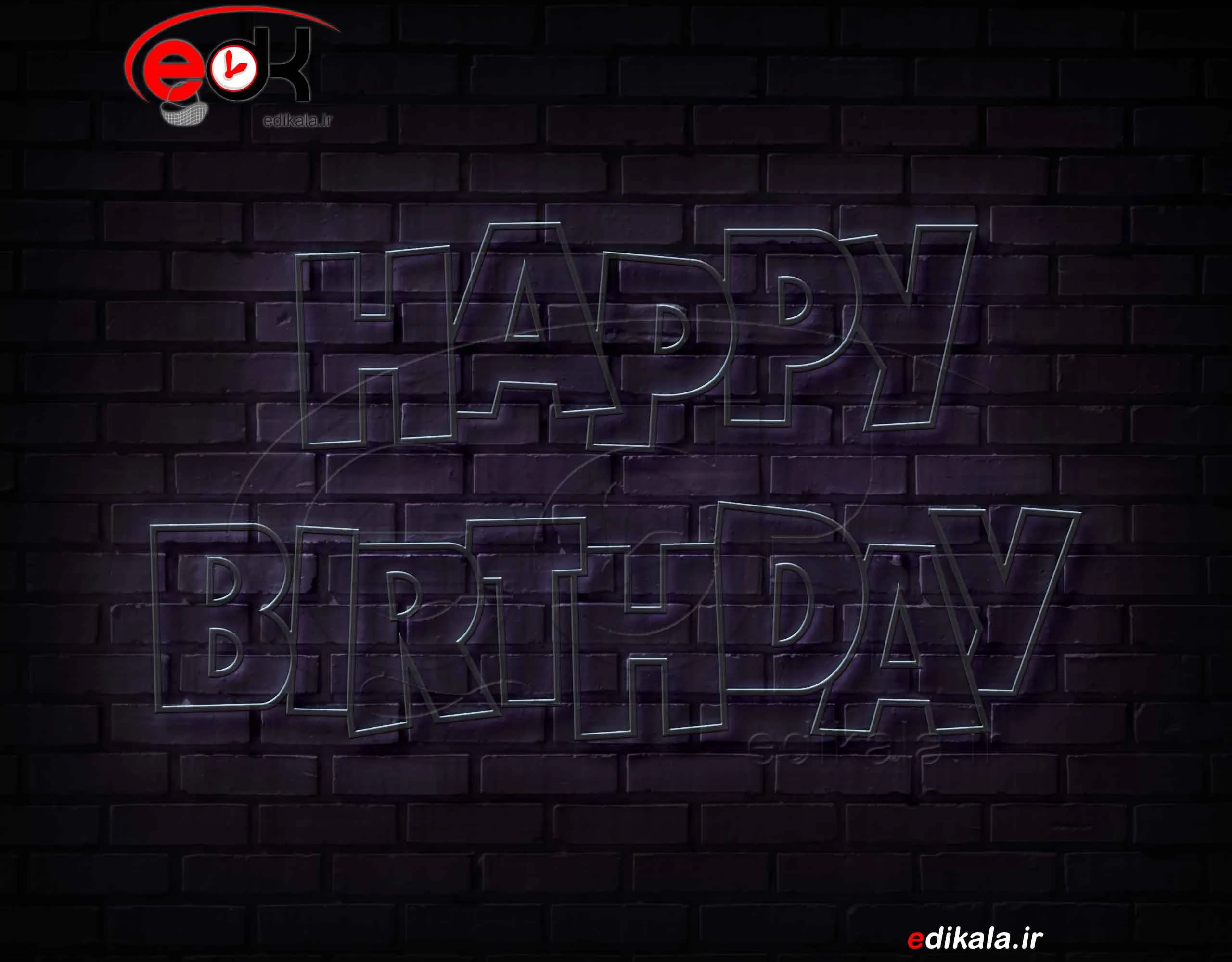 تابلو نئون طرح happy birthday شماره 16 در ابعاد مختلف +آداپتور+ فایل لایه باز — تصویر ۲