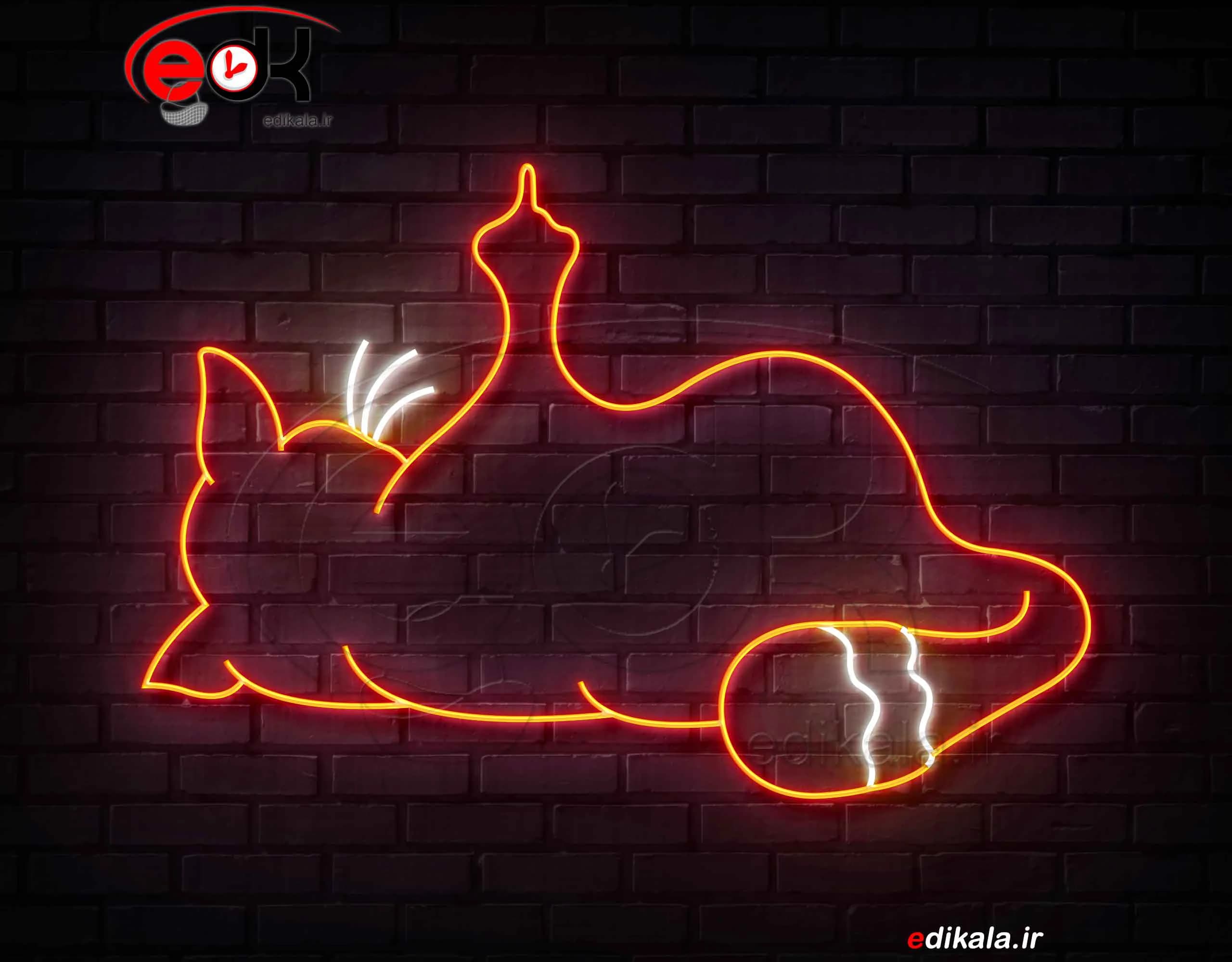 تابلو نئون طرح گربه شماره 38 در ابعاد مختلف + آداپتور