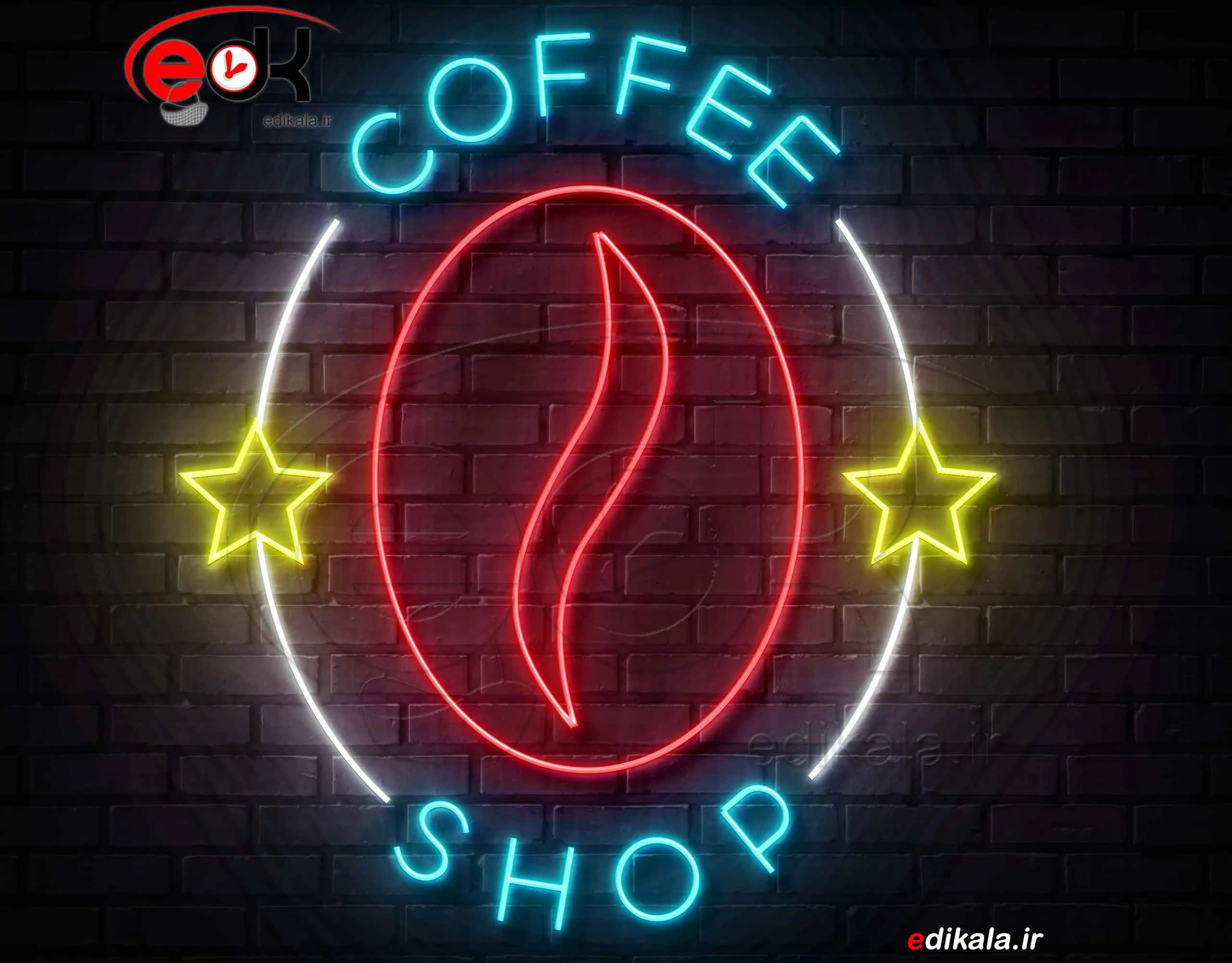 تابلو نئون طرح قهوه شماره 28 در ابعاد مختلف + آداپتور