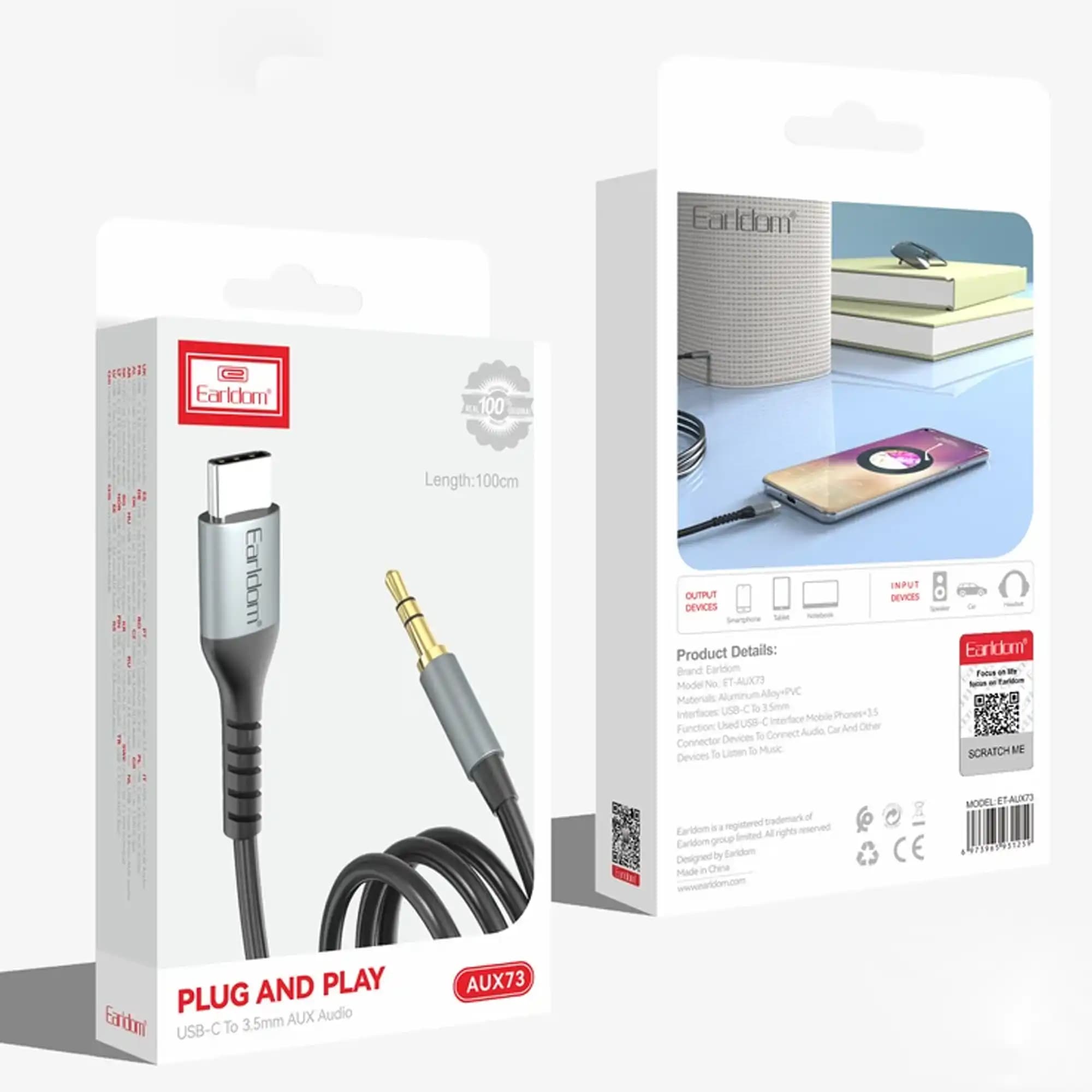 کابل تبدیل AUX به Type-C ارلدام مدل AUX73 طول 1 متر — تصویر ۱۱