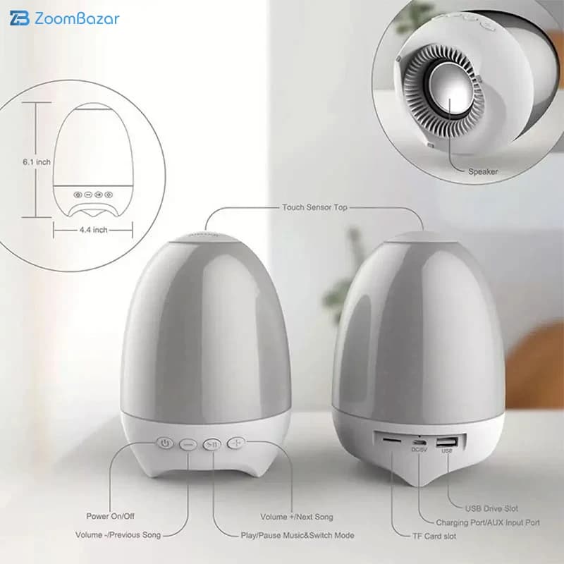 اسپیکر بلوتوثی و چراغ خواب رومیزی قابل حمل لمسی ایسکول مدل S609 — تصویر ۱۱