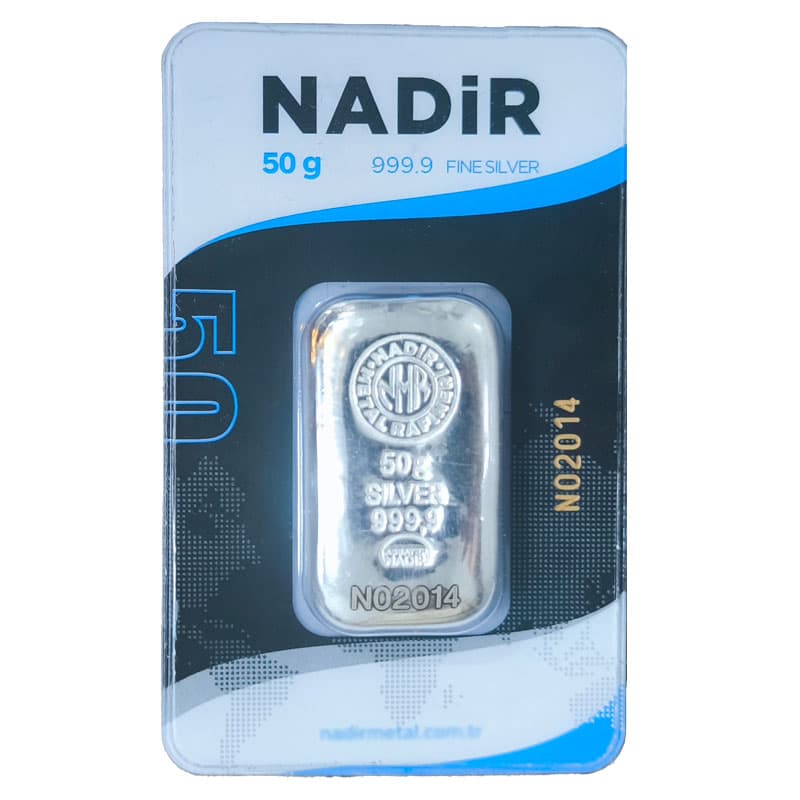 شمش نقره 50 گرمی ندیر عیار 999.9 — تصویر ۷