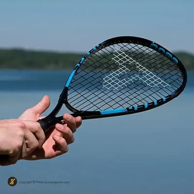 راکت بازی اسپیدمینتون تالبوت جفتی Speed 6600 LED همراه با توپ و مانع تمرین OLK | آبی/ مشکی — تصویر ۴