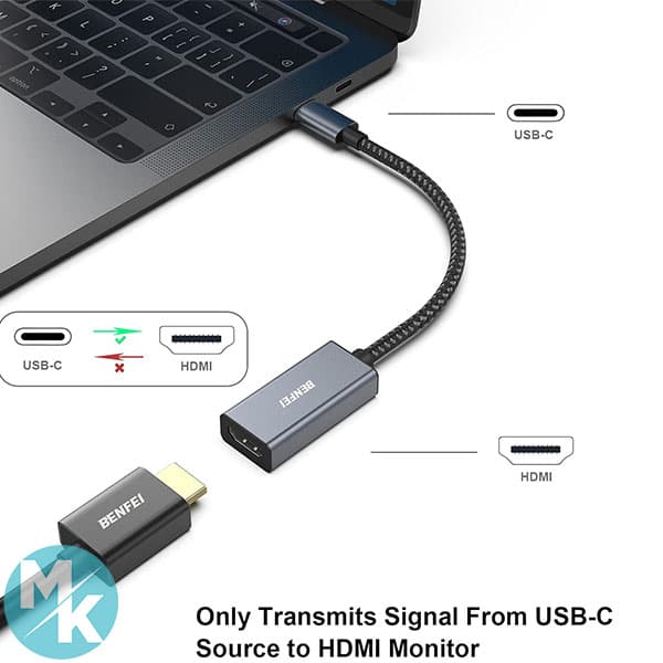 کابل TYPE-C به HDMI 6 فوت برند BENFEI مدل B-208GREY — تصویر ۶