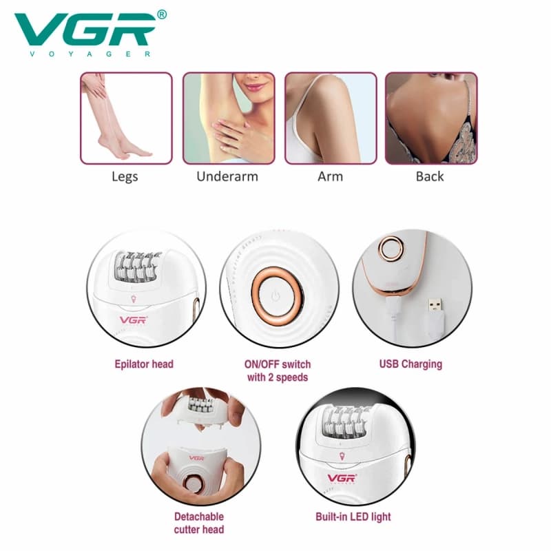 اپیلاتور چند کاره VGR وی جی آر V-739 — تصویر ۳