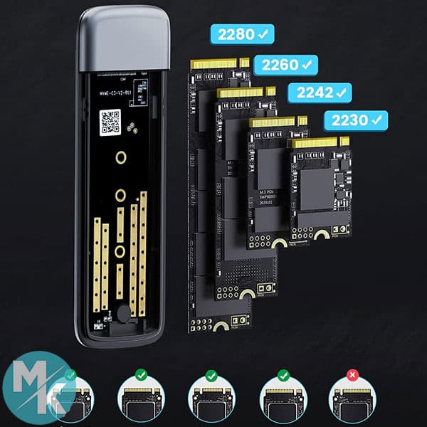 محفظه هارد M.2 sata ssd & NVMe برند ORICO مدل M2L2-NV03C3 — تصویر ۲