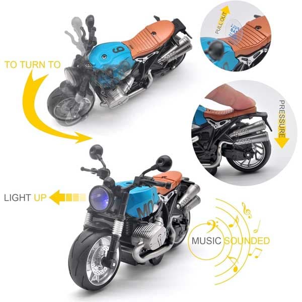 اسباب بازی موتور فلزی عقب کش موزیکال مدل R1 Moto — تصویر ۵
