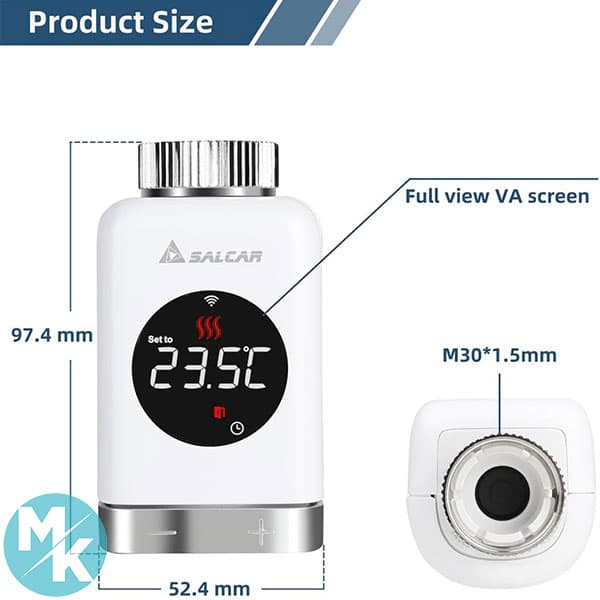 ترموستات رادیاتور هوشمند گرمایش برند SALCAR مدل TRV801W آمازون آمریکا — تصویر ۲