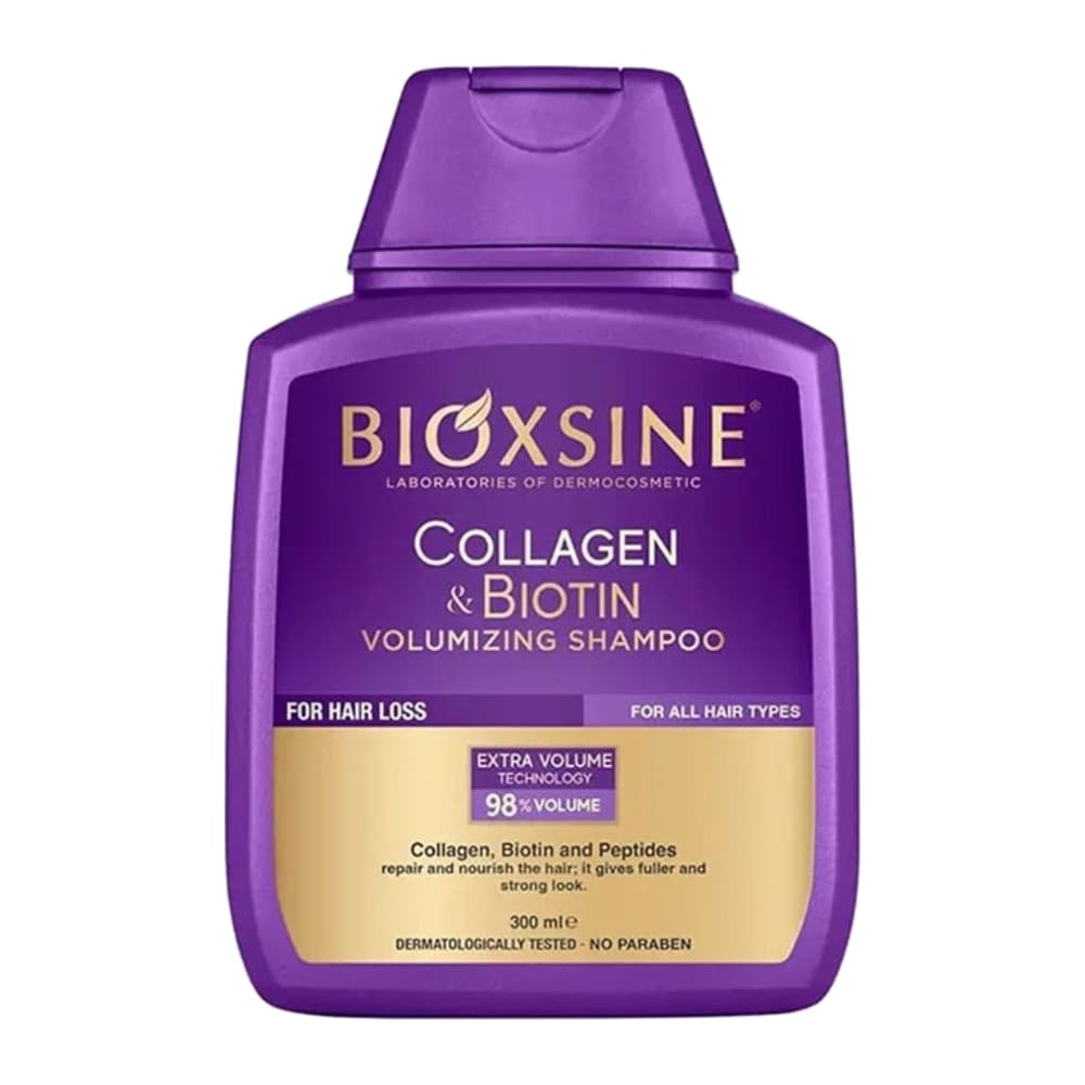 شامپو گیاهی حجم دهنده و ضد ریزش مو بیوکسین BIOXCIN مدل Collagen & Biotin حجم 300 میل — تصویر ۵