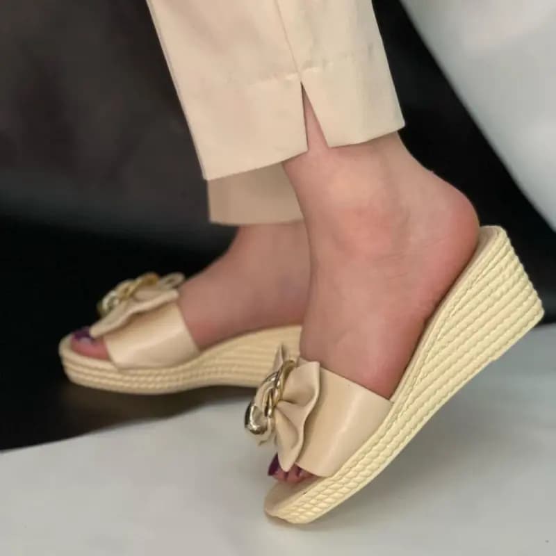 صندل زنانه پاپیون زنجیری لژدار — تصویر ۳