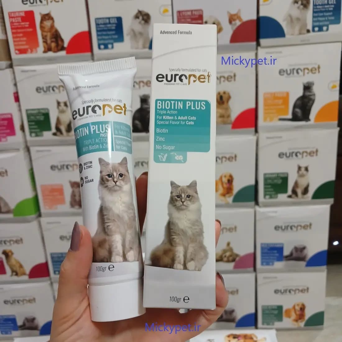 خمیر بیوتین و زینک مخصوص گربه یوروپت ۱۰۰ گرم — تصویر ۳