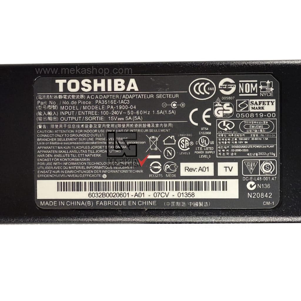 شارژر آداپتور لپ تاپ توشیبا Toshiba 15V 5A Pin 6.3*3.0 — تصویر ۲