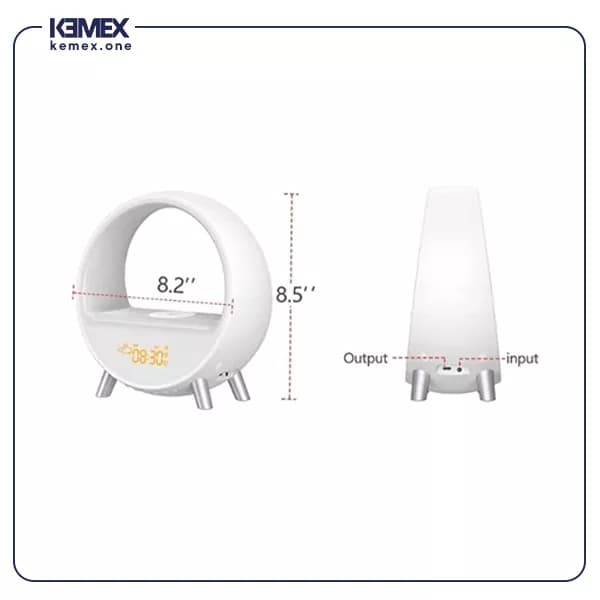 شارژر بی سیم رومیزی مدل S68 + شب خواب LED +اسپیکر — تصویر ۴