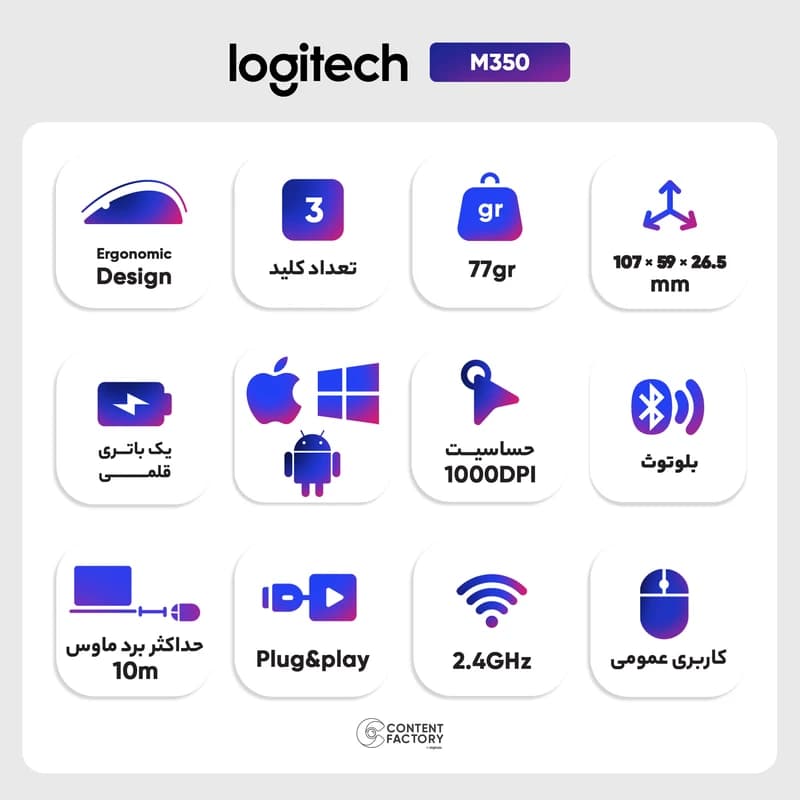 ماوس بی‌سیم لاجیتک مدل logitech M350S — تصویر ۹