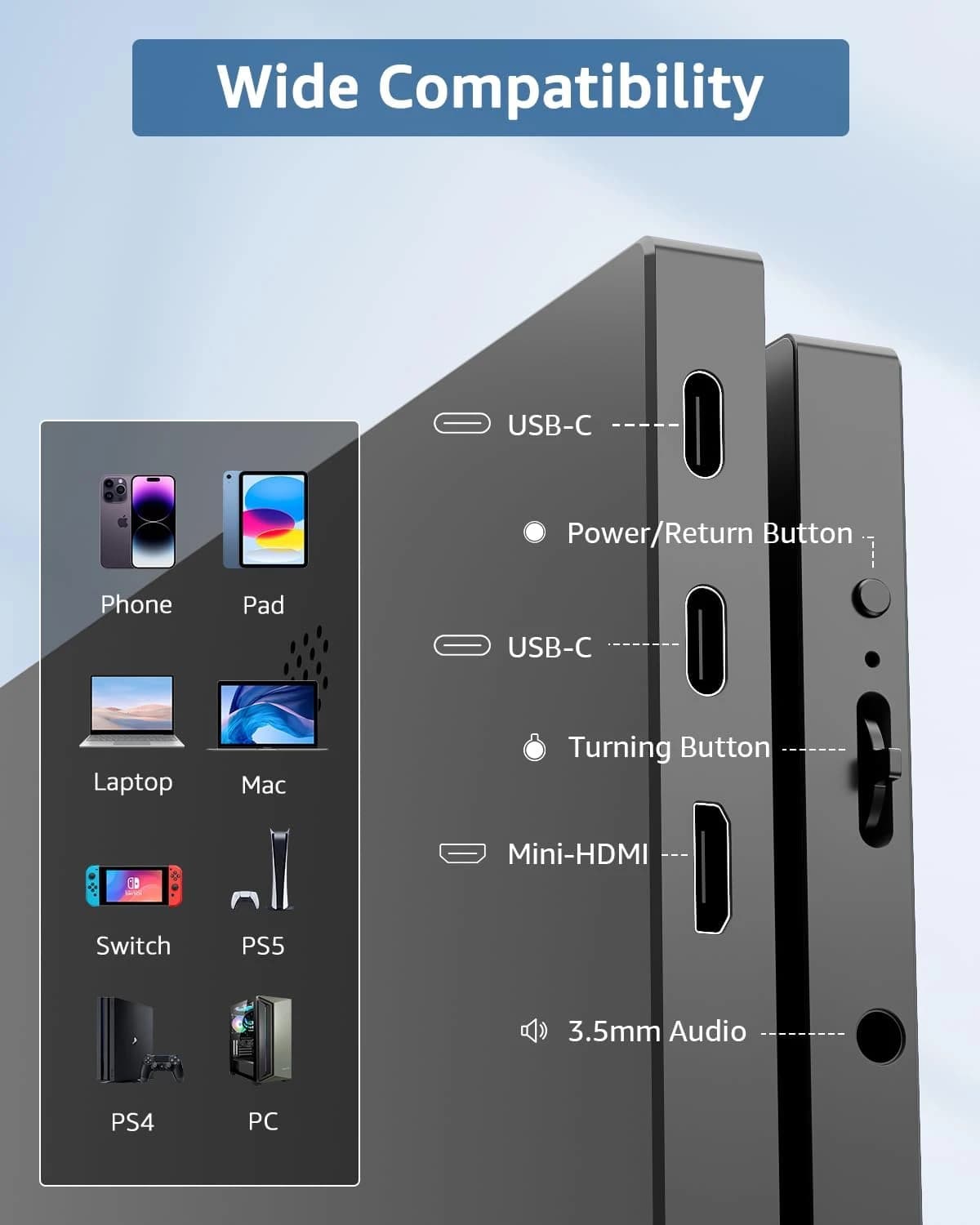 مانیتور پرتابل Yodoit سایز ۱۵.۶ اینچ – Yodoit Portable Monitor 15.6″ FHD IPS — تصویر ۹