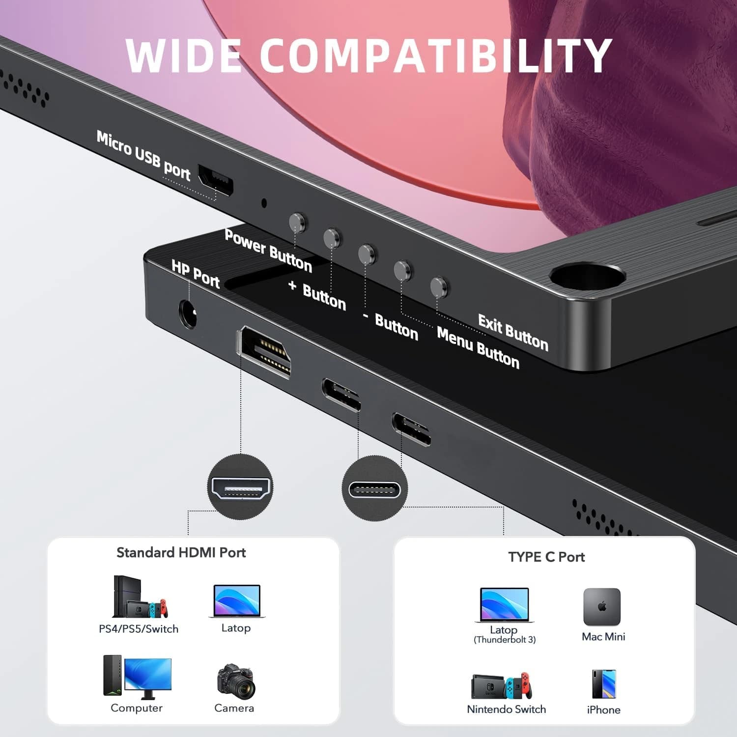 مانیتور قابل حمل UPERFECT، صفحه نمایش 15.6 اینچی IPS HDR — تصویر ۷