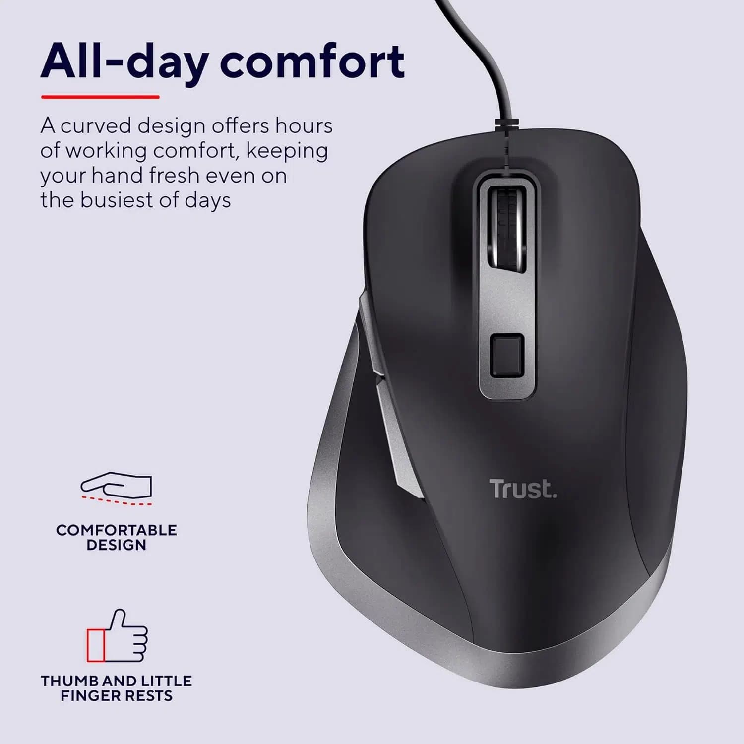 ماوس با سیم تراست Fyda USB – Trust Fyda USB Wired Mouse — تصویر ۲