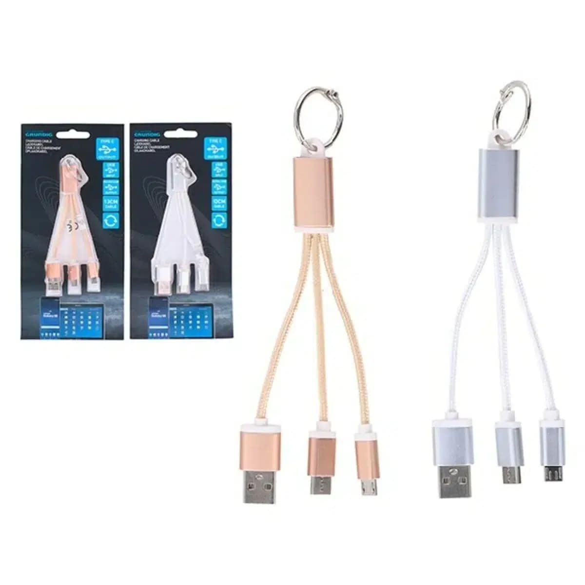 کابل تبدیل USB به microUSB/لایتنینگ/Type C گروندیگ مدل 51272 3به 1 — تصویر ۲