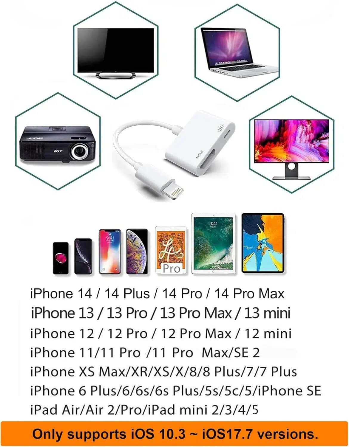 مبدل Lightning به HDMI تصویری 1080P اورجینال اپل MD826 — تصویر ۷