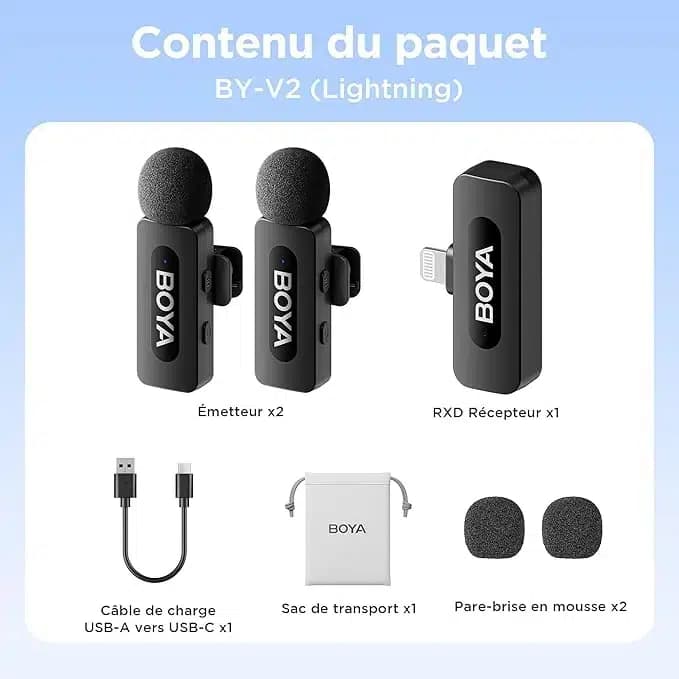میکروفون یقه ای بی سیم بویا مدل BY-V2 رابط Lightning — تصویر ۲