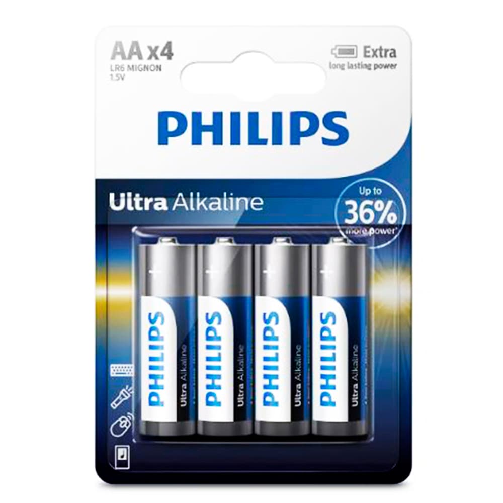 باتری قلمی فیلیپس (PHILIPS) اولترا آلکالاین 4 عددی ULTRA – بسته 12 عددی — تصویر ۲