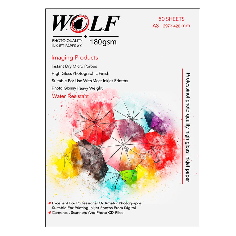 کاغذ A4 ولف براق 180 گرم 50 عددی (WOLF PAPER A4 GLOSSY 180 gr 50 SHEETS) — تصویر ۲