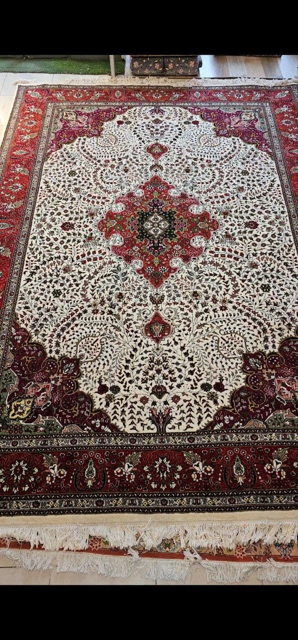 جفت فرش دستباف کرمان قلم آذربایجان ۱۲ متری ۳۰ رج پرز پشمی کد ۱۲۳۰۰۱ — تصویر ۷